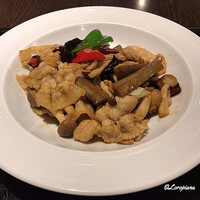 中国料理 豪華 - 豚肉とキノコ ゴボウの辛し炒め