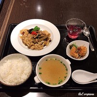 中国料理 豪華 - 豚肉とキノコ ゴボウの辛し炒め
