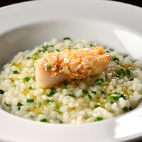 甘鯛のリゾット 松笠焼き添え