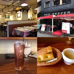 レッドペッパー - ランチはフォカッチャとスープとドリンクがついてきます。