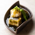 Fried tofu with raw seaweed filling
