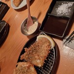 酒肴 新屋敷 - アジフライとタルタルソースだよ