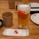 Kushidori - サービスの大根おろしと鶏スープ、そして生ビール