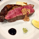 鳥田中 - 七谷鴨のロース　窒息させて血を閉じ込めてあり上品な甘みがあります　これが出てくる焼鳥屋はここ以外にないでしょうね