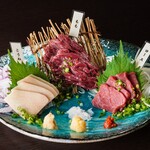 Assortment of 3 pieces of horse sashimi