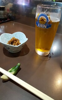 Irori Nana - 生ビール、お通し