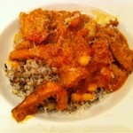 ピッツェリア ノーチェ - トリッパと白インゲン豆トマト煮 
      焼きリゾット添え