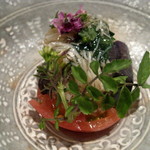 水茄子とフルーツトマトの毛蟹餡かけ