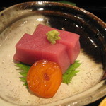北新地 弧柳 - 魚庭④丹後本鮪、醤油漬け黄身で