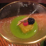 北新地 弧柳 - 甘夏の氷室寄せ、うすい豌豆のすり流し