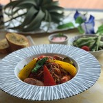 瀬戸内ゴルフリゾート レストラン THE GRILL - 夏野菜とソーセジのパスタ