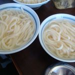 釜あげうどん 長田 in 香の香 - 左：「釜揚げ（大）」 \350　右：「釜揚げ（小）」 \250