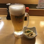 寿司居酒屋 や台ずし - 生ビール＆お通し