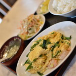 全福楼 - エビと玉子炒め定食（７５０円）２０２０年７月