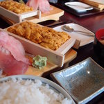 漁場問屋 魚市 - 生ウニとマグロ刺定食