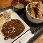 隠れ家居酒屋 陽炎 - 焼き鳥丼300円とハンバーグのおかずだけ