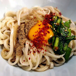 地球の中華そば - 【限定】釜玉タンタンつけUDN、釜玉UDN