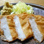 島本蒲鉾店 - 皮天ぷら（ちょっと焼いて おろしショウガ・ネギ・醤油で）