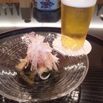 東條 - あわびとミョウガの土佐酢ジュレとフレンチドレッシング和え