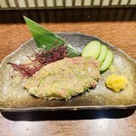 居酒屋 金時 - あじなめろう880円税別、生姜がよく効いてる。