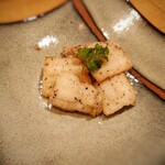 肉 もつ 土穂 - 太刀魚のフリット(お店の提供はタイ風ですが、塩とポン酢にしてもらいました)