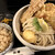 讃岐うどん 白庵 - 料理写真:「とり天ぶっかけ」（冷・大盛）トッピング:ちくわ天、半熟卵天、かやくご飯大盛