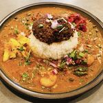 カレー&スパイス ハナコ - ★キーマとえびのあいがけ ¥1,300