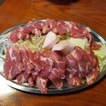 Katsumi Shiyokudou - 生ラムジンギスカン定食1200円の二人分の肉と野菜