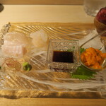 日本料理 みや  - 雲丹、白海老、マコガレイ