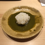 鮨 さいとう - 鮑の肝と酢飯