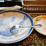 魚沼茶房 - ピザ「完食」です（失礼な画像ですが；）