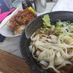 大和屋 - きしめん(掻き揚げ丼とのset)｡盛りもいいです。デフォの蕎麦→饂飩, 細饂飩,  きしめんへの変更可。