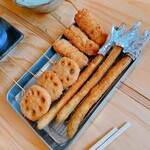 串カツ田中 - 
アスパラ、串カツ、レンコン