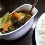 インド式 チャオカリー - エビ野菜ほうれん草curry