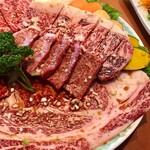 やきにくハウスおおはし - おおはし特選盛り合わせ　7,980円（特選のサーロイン、リブロース、カルビ、ハラミ）