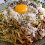 やきそば頂 - 鶏白湯やきそば(大)肉マシ,野菜マシ,背脂マシ,ニンニク少な目