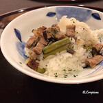 御料理 寺沢 - ホロホロ鳥と蕗の炊き込みごはん