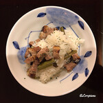 御料理 寺沢 - ホロホロ鳥と蕗の炊き込みごはん