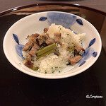 御料理 寺沢 - ホロホロ鳥と蕗の炊き込みごはん