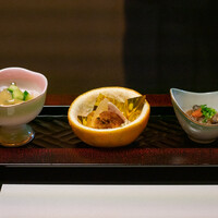 山田屋 - 2019.1 前菜（ふぐ皮酢味噌、柚子釜、茶ぶり海鼠）