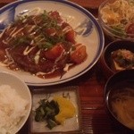 Sousaku Teppan Dainingu Enya - 鉄板定食  トマトお好み焼き(ブタ,チーズ)950円