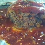 ヒルトコ カフェ - ハンバーグ、断面ショー