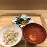 赤坂 菊乃井 - 昼懐石１２１００円。鱧枝豆御飯、赤万願寺すり流し。御飯はとても気に入りました（╹◡╹）（╹◡╹）。すり流しが今ひとつですね。。。キャベツに続き、好みではありません。。