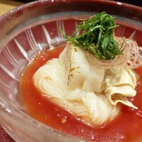 日本料理 直 - 昼・月替わり3500円のトマト汁ソーメン貝柱のせ
