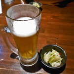 Menhan Shokudou Chuuka Igarashi - 生ビール（３口飲みました）＆ お通し