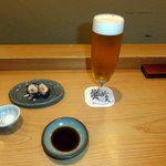 鮨 奈可久 星野 - 蛸の柔らか煮　生ビール
