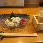 大規鮨し - 活 地物 ハモ湯引き ＆ 冷酒（伯楽星 純米吟醸）