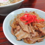 食道苑 - 味噌ラーメンにセットにしたミニ肉丼