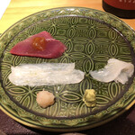 馳走 啐啄一十  - 左から真子鰈、虎魚、そしてサスエ前田の鰹！