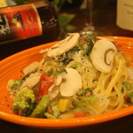 Lemon cream pasta with stewed vegetables